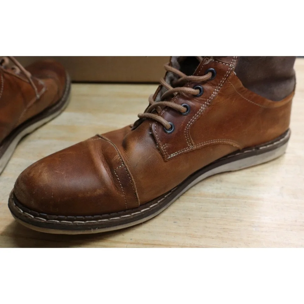Bullboxer Zander II Lace-Up Leather Sherpa Lining Ankle Boots Mens Size 12 Brown